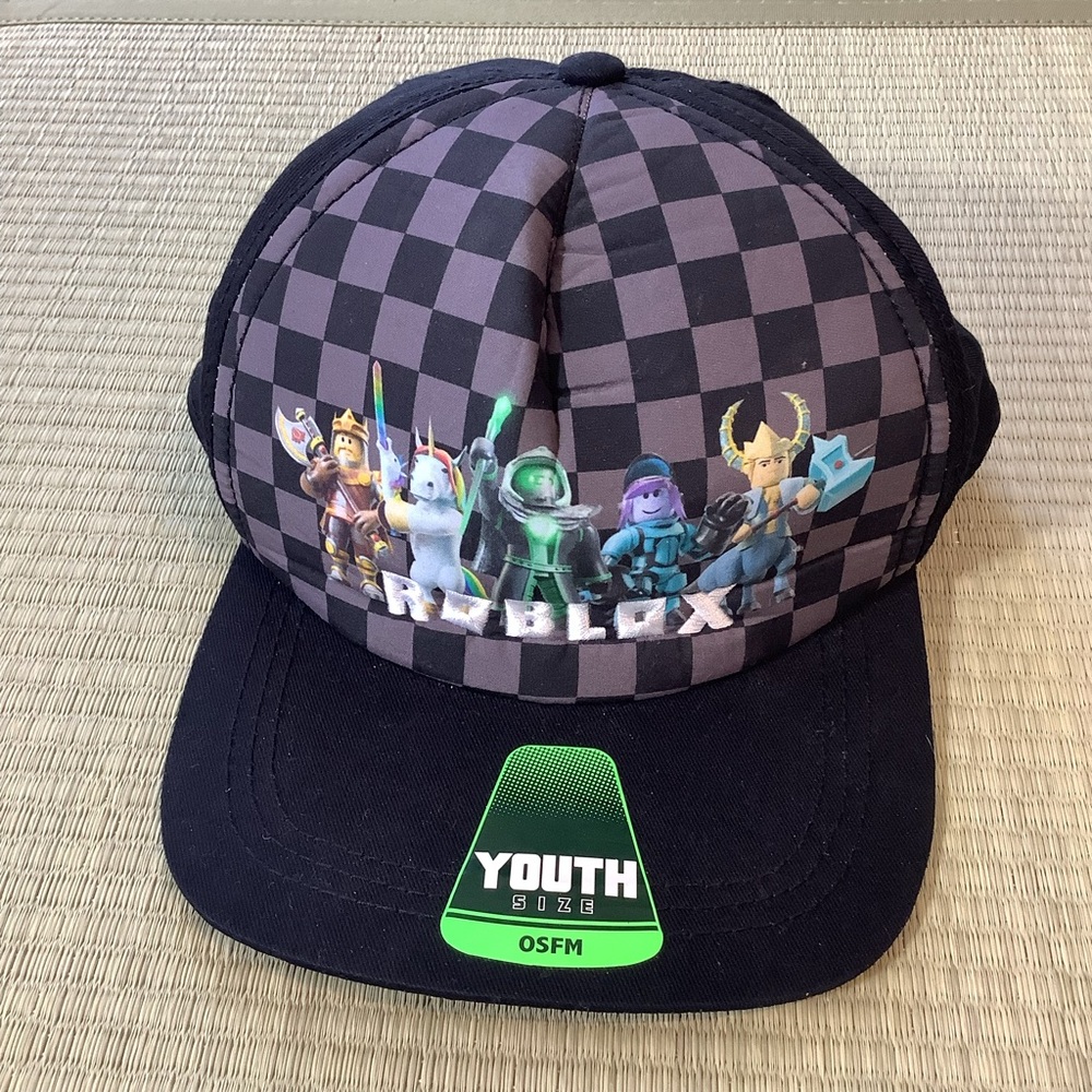 Roblox Gaming Avatars Black Grey Checkered Hat Cap Youth One Size Fits Most